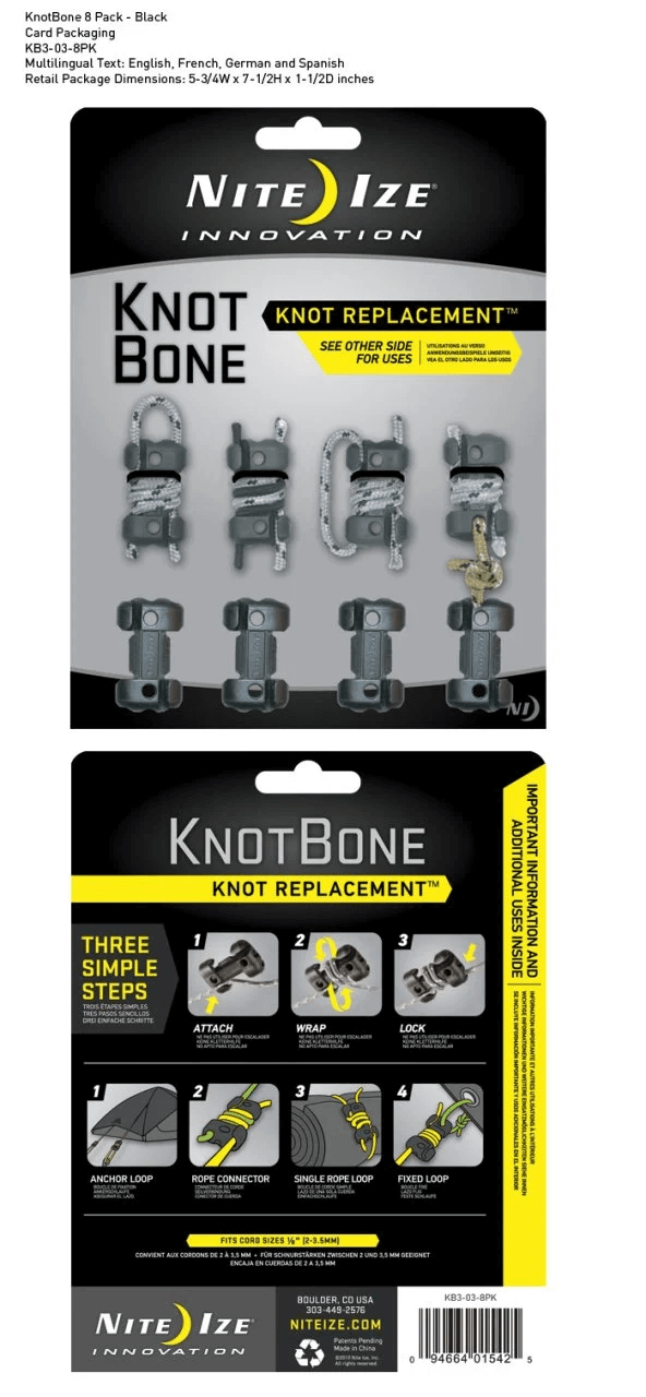 Nite-ize Knotbone No3 8’li Paket - Düğümsüz İp Gerdirici ve Sabitleme Aparatı