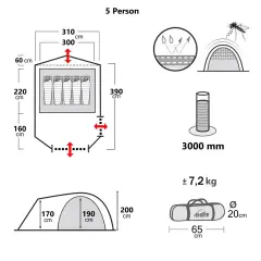 Evolite Excamp 5 Pro Sun Fresh Aile Çadırı