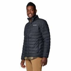 Columbia Powder Lite II Siyah Erkek Mont - Omni-Heat™ Teknolojili Kışlık Su Geçirmez Ceket