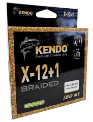Kendo X-12+1 Braided 150m Apple Green Örgü İp Misina - Yüksek Dayanıklılık ve Hassasiyet 0,14mm