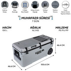 IGLOO CoreMAX 100 Tekerlekli Buzluk 100 Litre