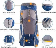 Mobihome 60L Profesyonel Hiking Sırt Çantası - Su Geçirmez Gövde Destek Sistemli Outdoor Çanta