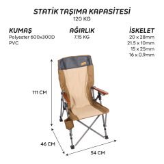 FreeCamp Trager Katlanır Kamp Sandalyesi - Kahverengi