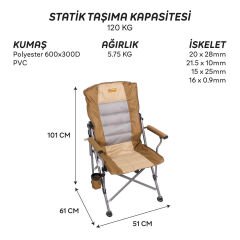 FreeCamp Wayne Katlanır Outdoor Sandalye - Kahverengi