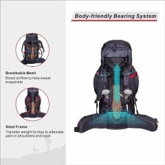 QuickUP Pro 65+5L Trekking ve Hiking Sırt Çantası - Uzun Yol Maceralarınız İçin Tasarlandı (Siyah)