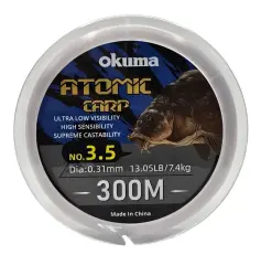 Okuma Atomic Carp Nylon Clear Color 300m Misina | Şeffaf Sazan Misinası