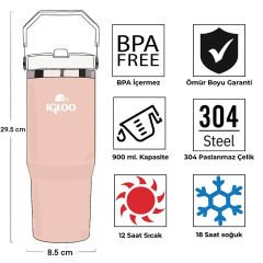 Igloo Powder Çelik Termos Matara 900ml Pipetli Somon Beyaz
