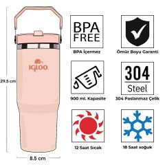 Igloo Powder Termos 900ml Paslanmaz Çelik Pipetli Matara Somon