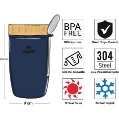 Igloo Bamboo Kaşıklı Yemek Termosu 500ml