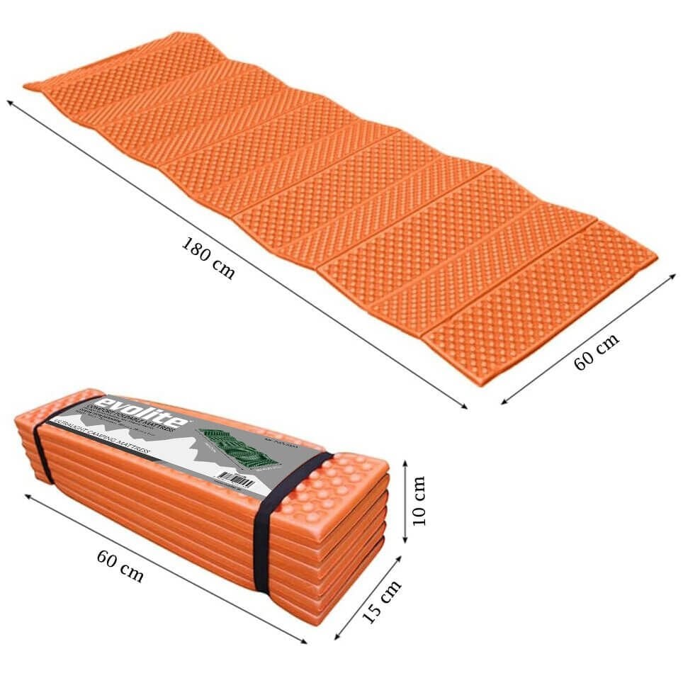 Evolite UltraLight Comfort Z-Tipi Katlanır Kamp Matı, XPE, 300g, Turuncu